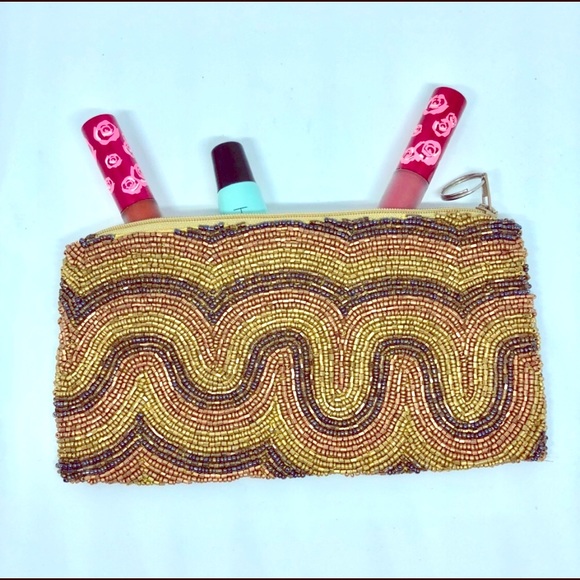 Moyna Handbags - Moyna beaded cosmetic pouch NWT